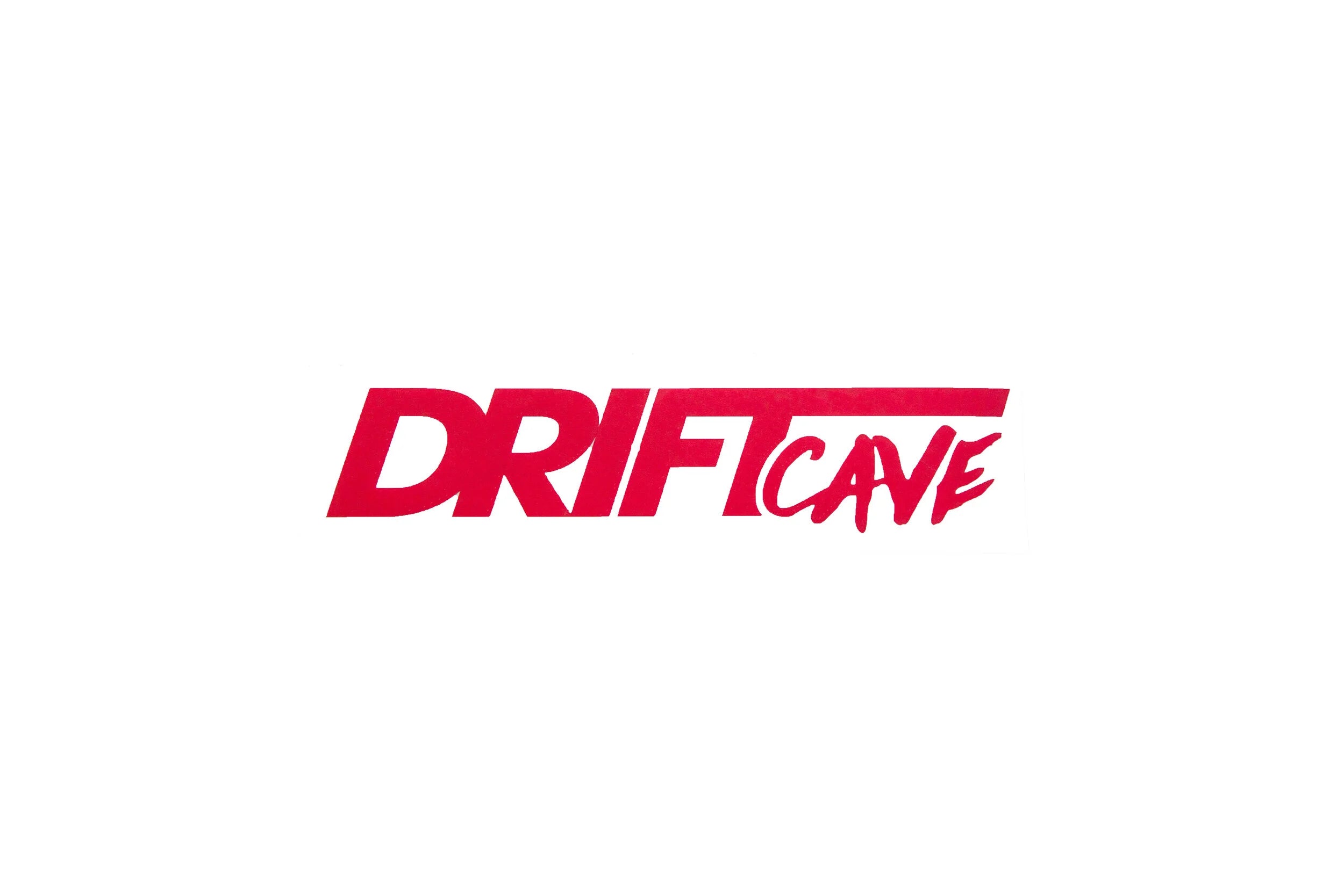 8-inch logo sticker with red DRIFT CAVE lettering