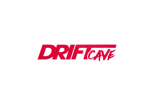 8-inch logo sticker with red DRIFT CAVE lettering
