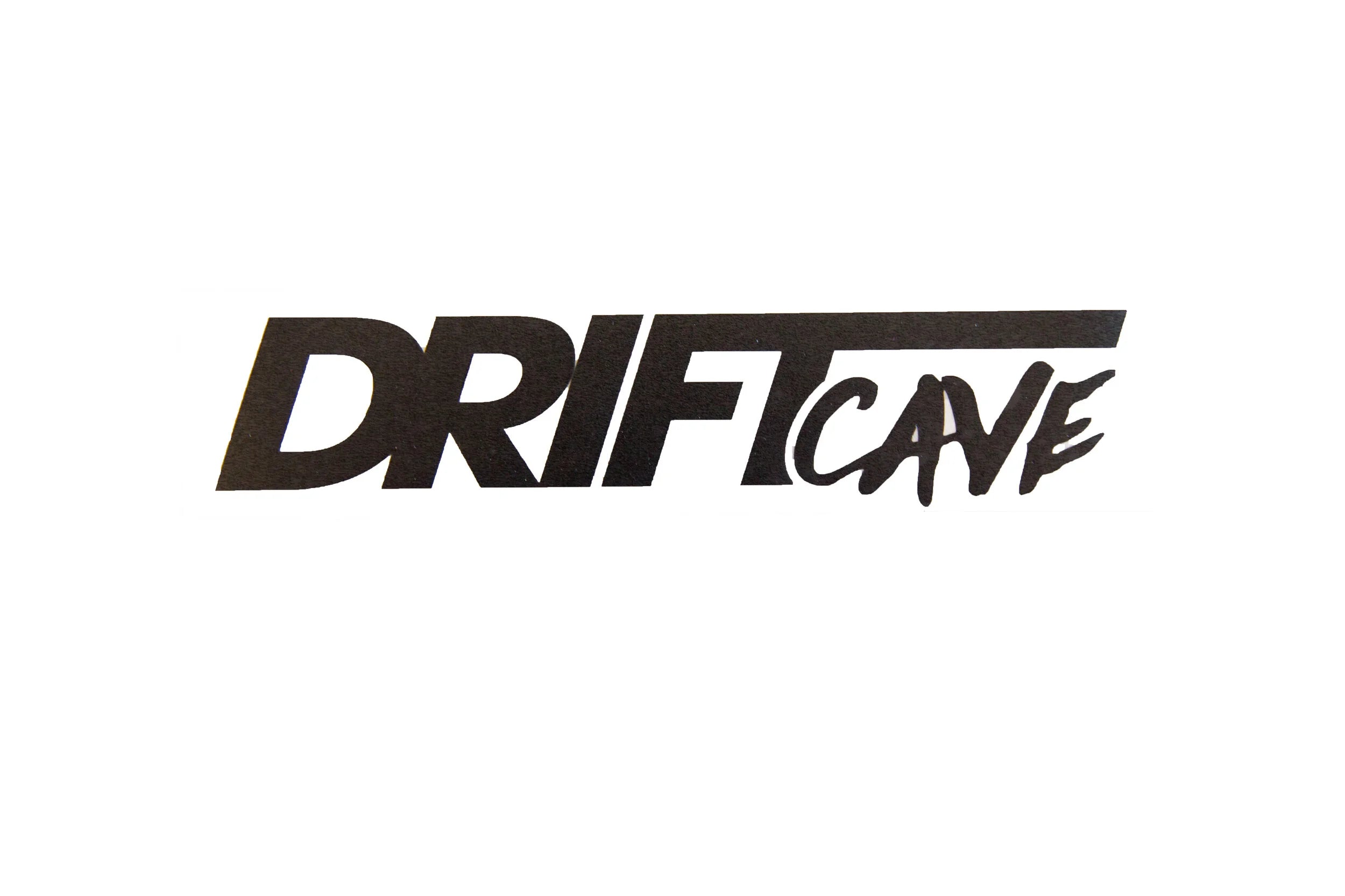 8-inch logo sticker with black DRIFT CAVE lettering