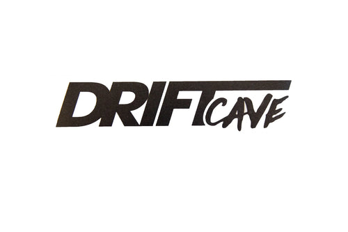 8-inch logo sticker with black DRIFT CAVE lettering