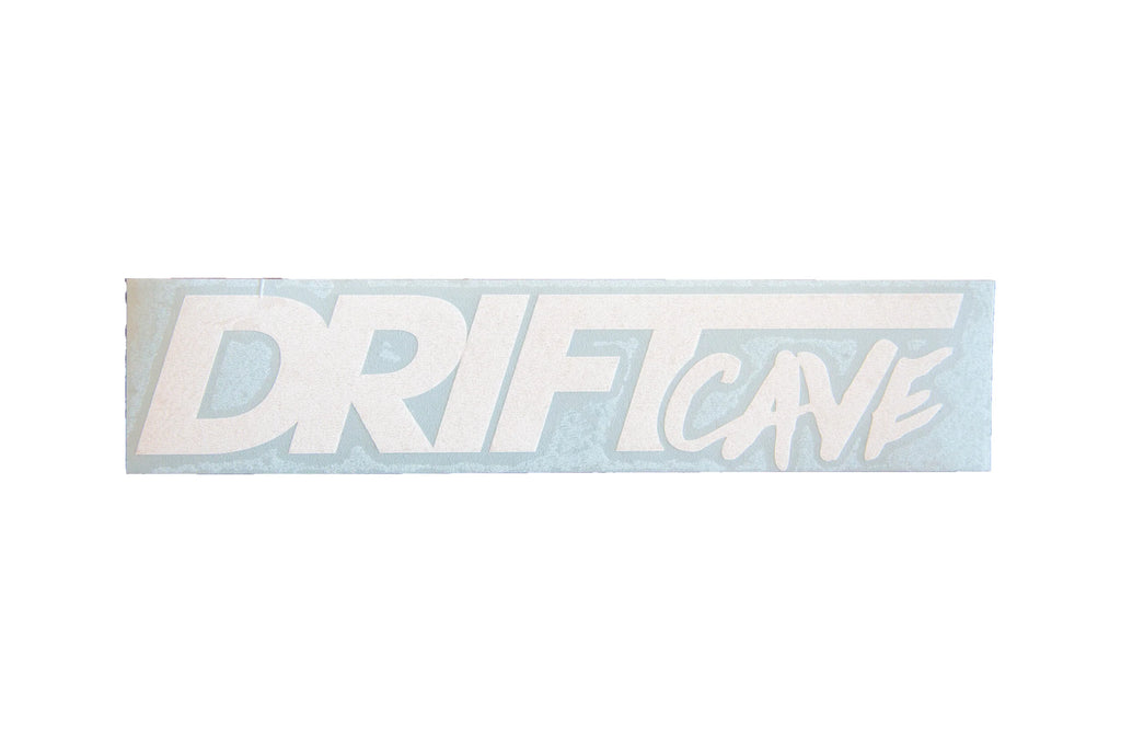 8-inch logo sticker with light blue DRIFT CAVE lettering
