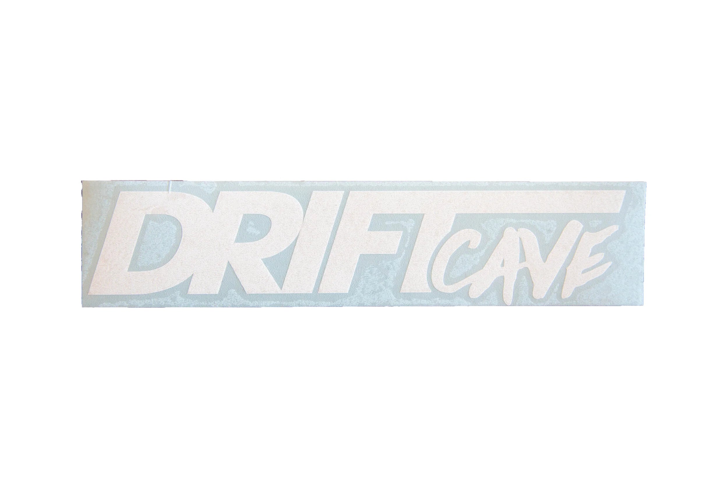 8-inch logo sticker with light blue DRIFT CAVE lettering