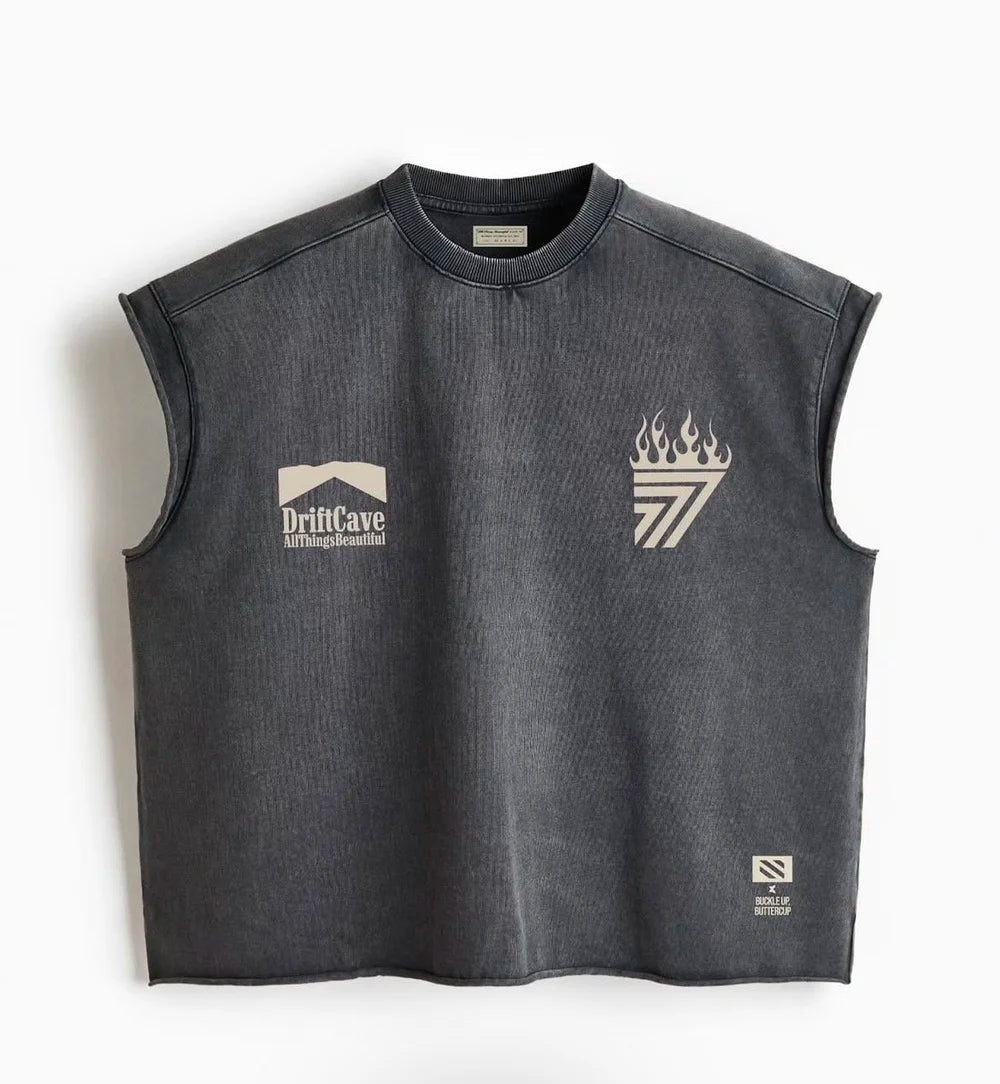 Men's dark gray crop T-shirt with front logo graphic and short sleeves