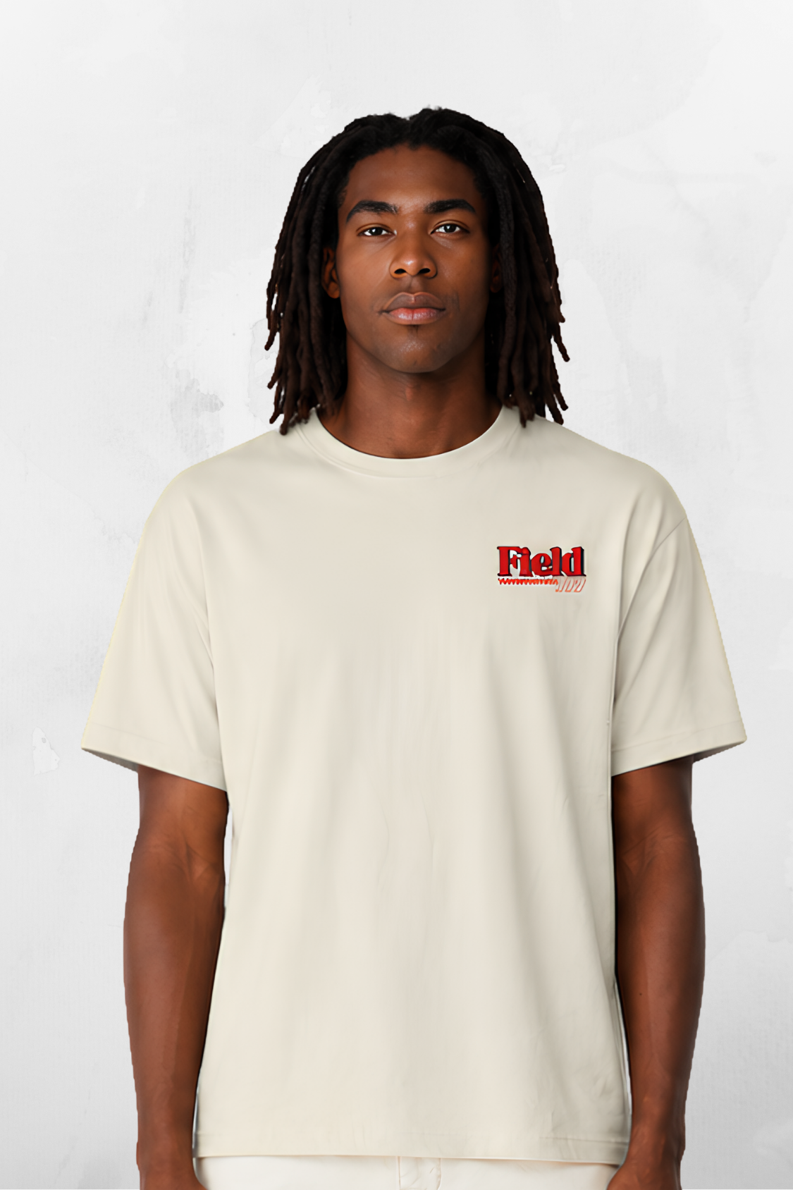 Ivory Matt Field C6/C8 T-shirt with small red Field logo on the chest