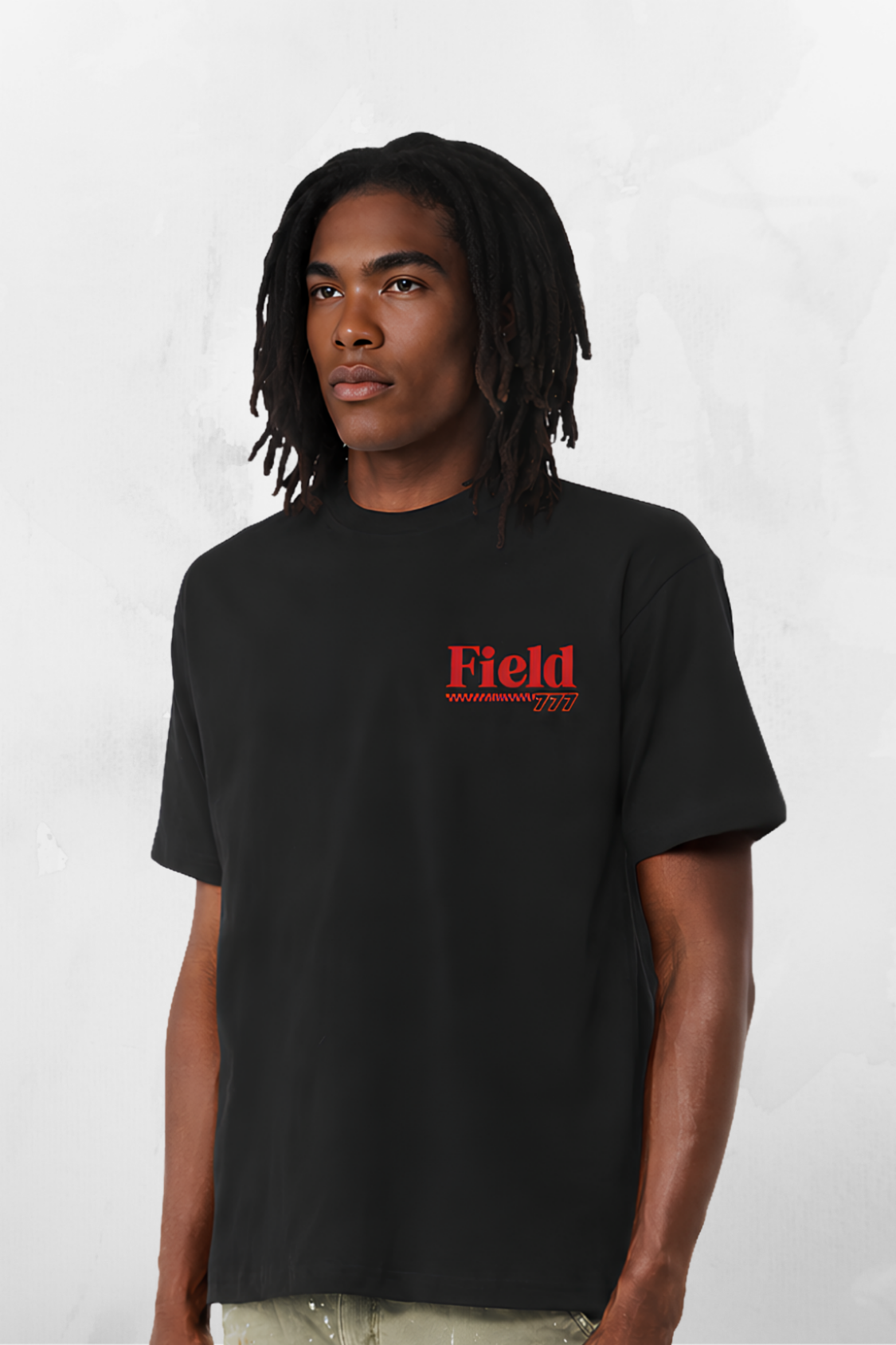 Black Matt Field C6/C8 T-shirt with small red Field logo on the chest